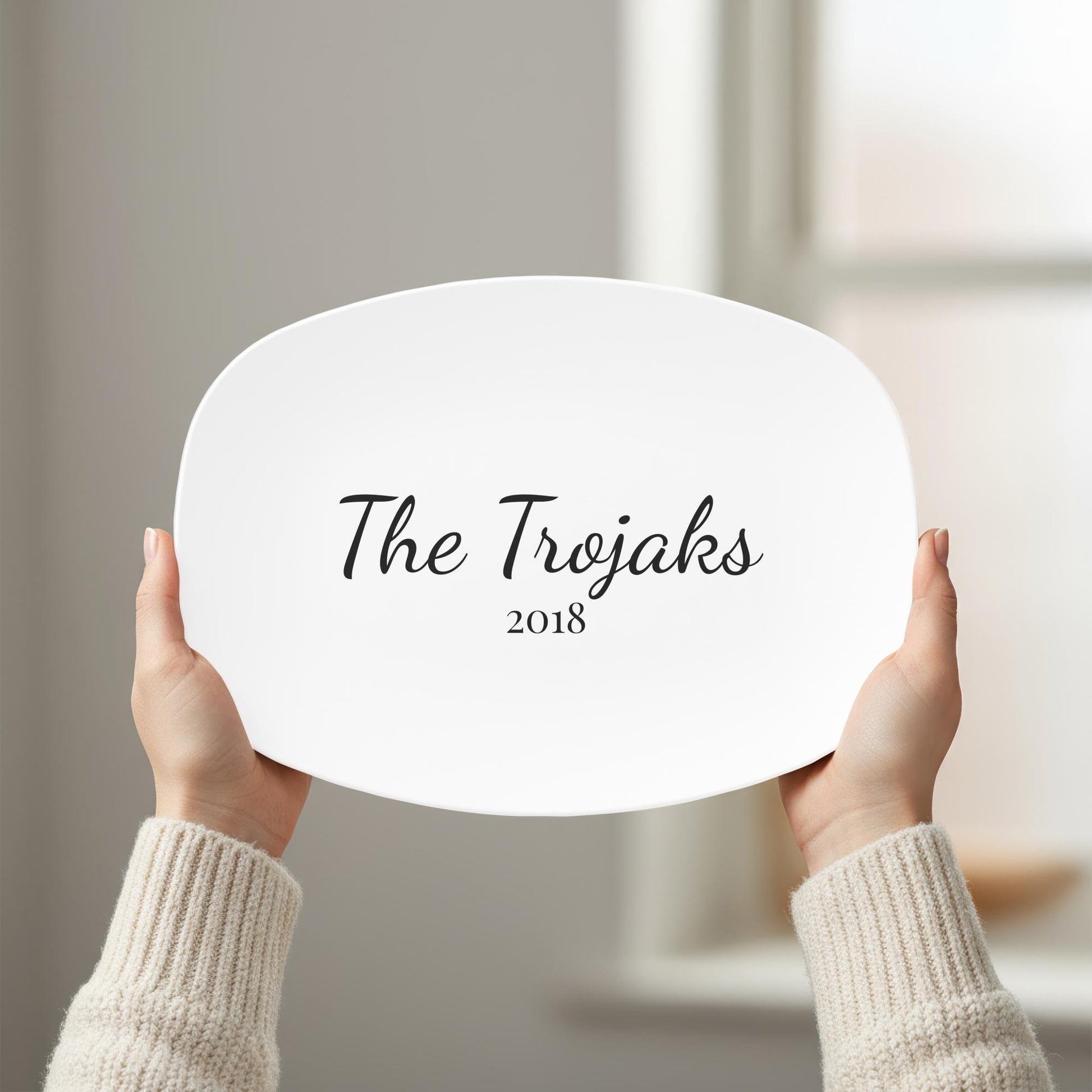 Personalized Family Name Serving Platter, Custom Last Name Plate with Established Year, Wedding & Anniversary Gift Keepsake