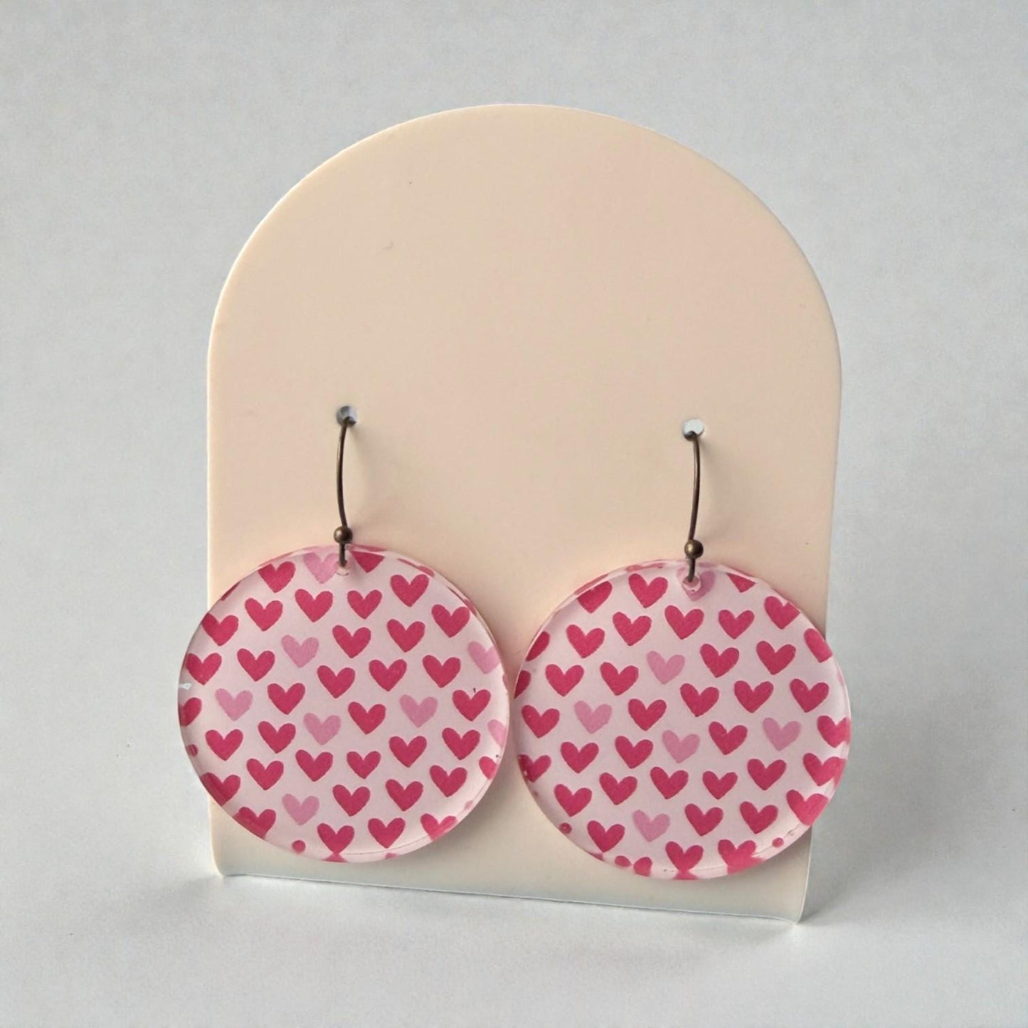 Valentine's Dangle Earrings, Pink Heart Earrings, Acrylic Earrings, Valentines Jewelry for Her, Girlfriend Gift, VDay Gift, Galentines Day