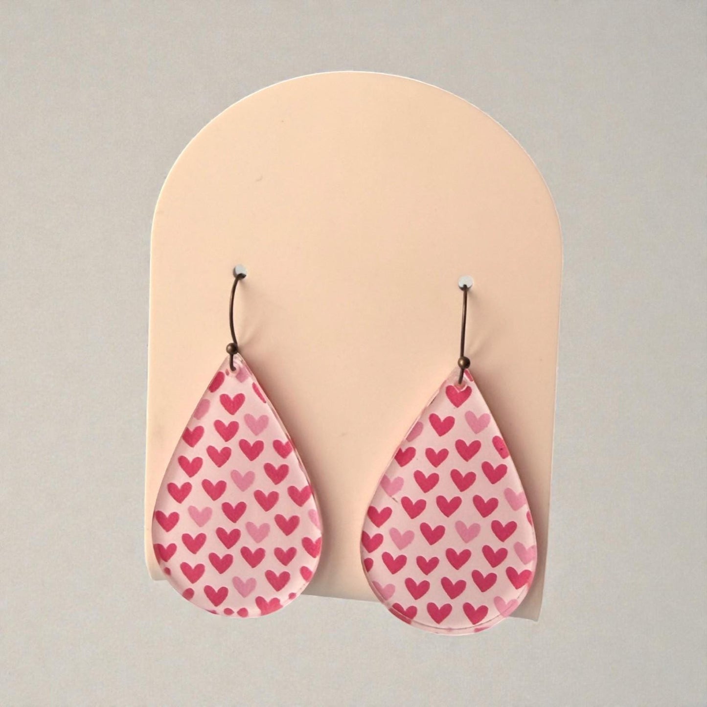 Valentine's Dangle Earrings, Pink Heart Earrings, Acrylic Earrings, Valentines Jewelry for Her, Girlfriend Gift, VDay Gift, Galentines Day