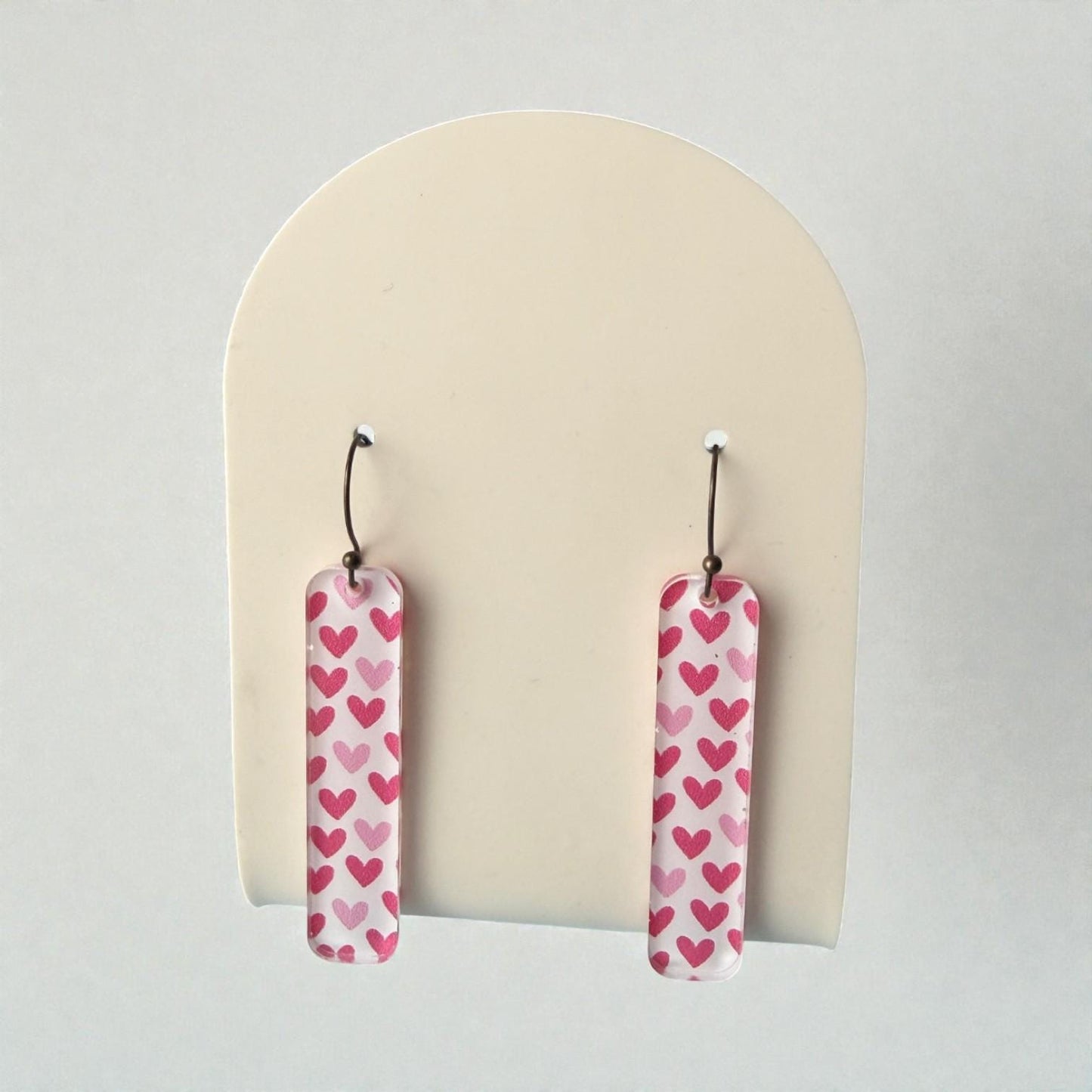 Valentine's Dangle Earrings, Pink Heart Earrings, Acrylic Earrings, Valentines Jewelry for Her, Girlfriend Gift, VDay Gift, Galentines Day